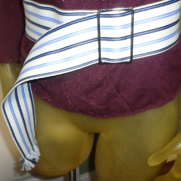 Express stripe blue white canvas belt - Picture 4 of 7